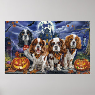 Cavalier King Charles Spaniel Halloween Spooky Poster
