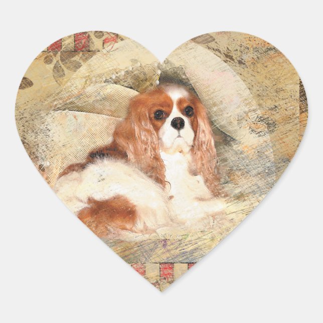 Cavalier King Charles Spaniel Heart Sticker (Front)