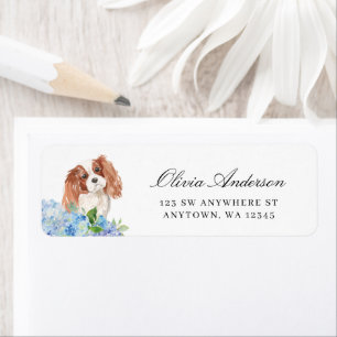 Cavalier King Charles Spaniel Hydrangea Address Return Address Label