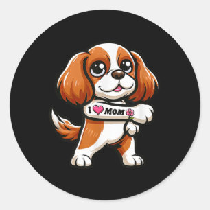 Cavalier King Charles Spaniel I Love Mum Funny Dog Classic Round Sticker