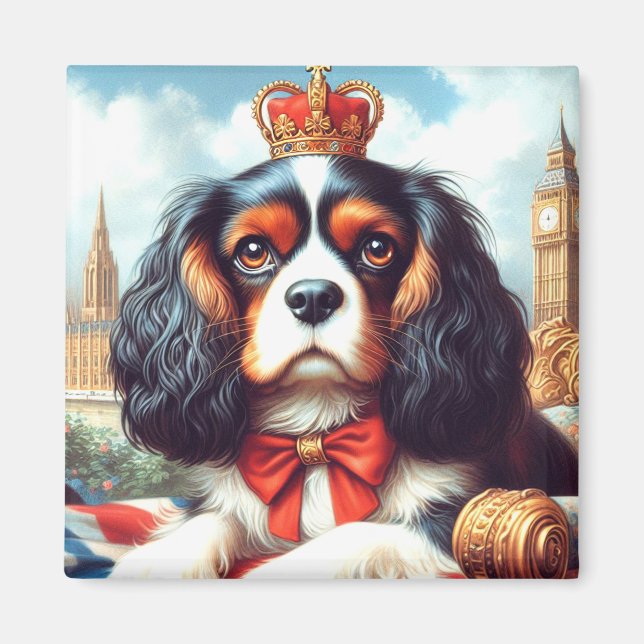 Cavalier King Charles Spaniel Illustration Magnet (Front)