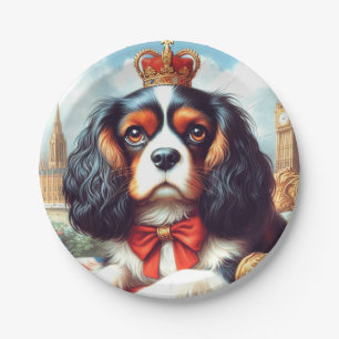 Cavalier King Charles Spaniel Illustration Paper Plate