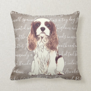 Cavalier King Charles Spaniel Illustration Pillow