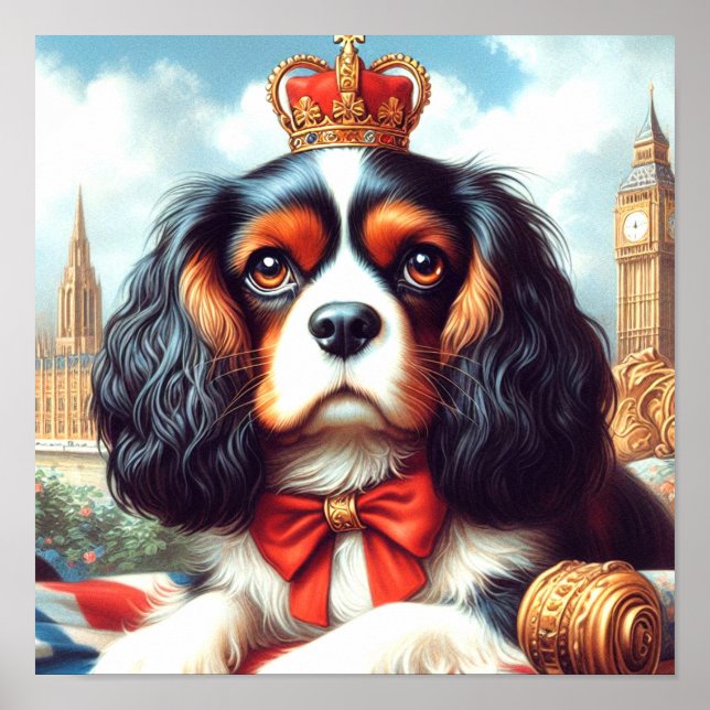 Cavalier King Charles Spaniel Illustration Poster (Front)