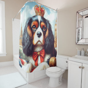 Cavalier King Charles Spaniel Illustration Shower Curtain