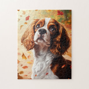 Cavalier King Charles Spaniel in Autumn Jigsaw Puzzle
