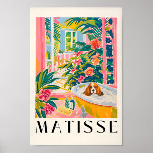 Cavalier King Charles Spaniel In Bathtub, Funny Ba Poster