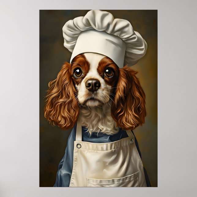 Cavalier King Charles Spaniel In Chefs Hat Poster (Front)