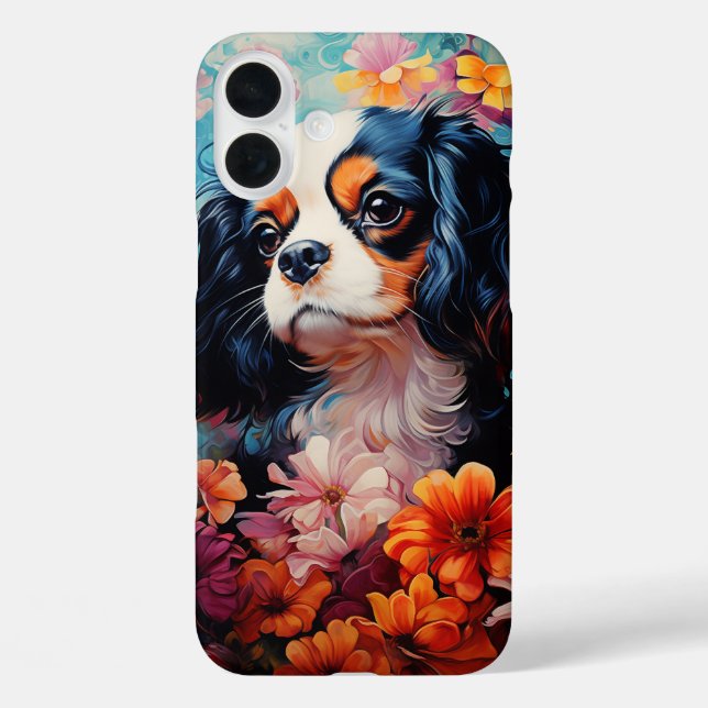 Cavalier King Charles Spaniel in flowers Case-Mate iPhone Case (Back)