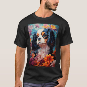 Cavalier King Charles Spaniel in flowers T-Shirt
