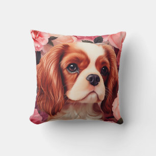 Cavalier King Charles Spaniel in Roses Cushion