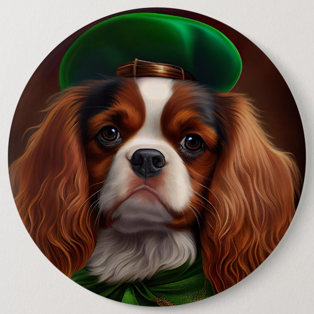 Cavalier King Charles Spaniel in St. Patrick's Day 6 Cm Round Badge (Front)