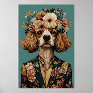Cavalier King Charles Spaniel In Suit Poster