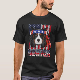 Cavalier King Charles Spaniel Merica 4th of July D T-Shirt
