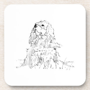 Cavalier King Charles Spaniel, Minimalist Art Coaster