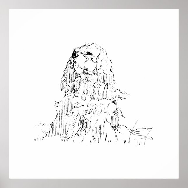 Cavalier King Charles Spaniel, Minimalist Art Poster (Front)