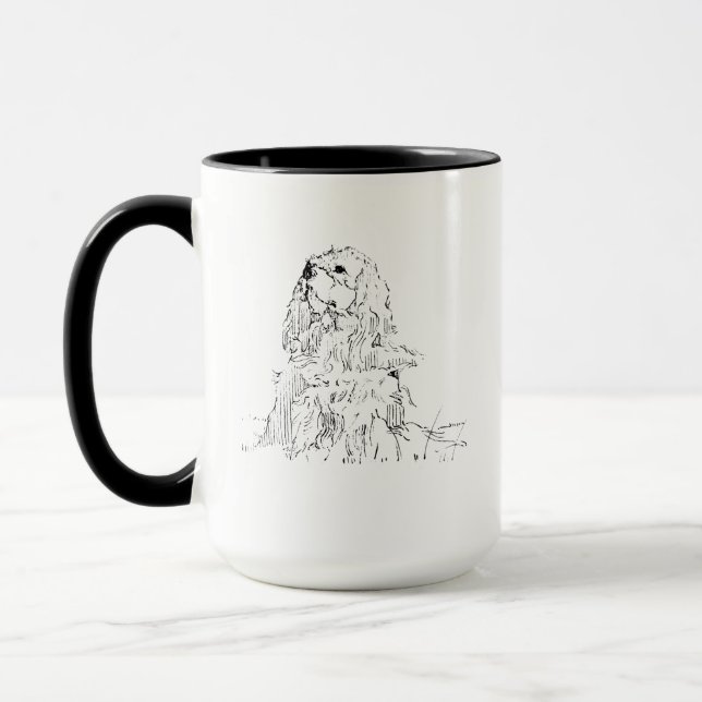 Cavalier King Charles Spaniel Mug, Minimalist Ink  Mug (Left)