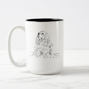 Cavalier King Charles Spaniel Mug, Minimalist Ink  Two-Tone Coffee Mug
