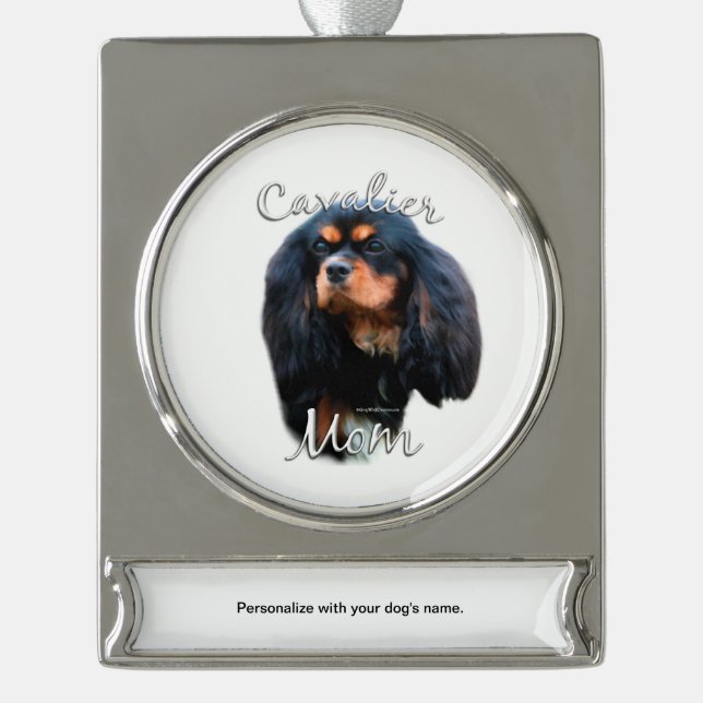 Cavalier King Charles Spaniel Mum 2 Silver Plated Banner Ornament (Front)