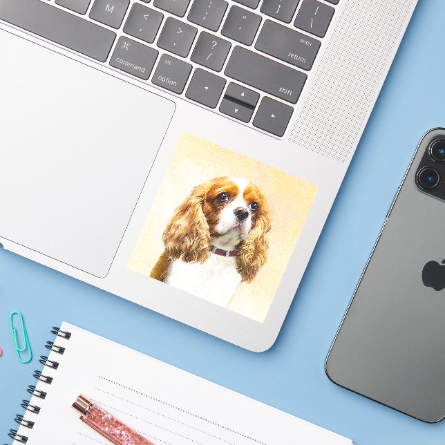 Cavalier King Charles Spaniel Original Painting (Laptop w/ iPhone)