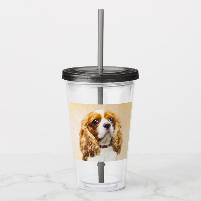 Cavalier King Charles Spaniel Original Painting Acrylic Tumbler (Front)