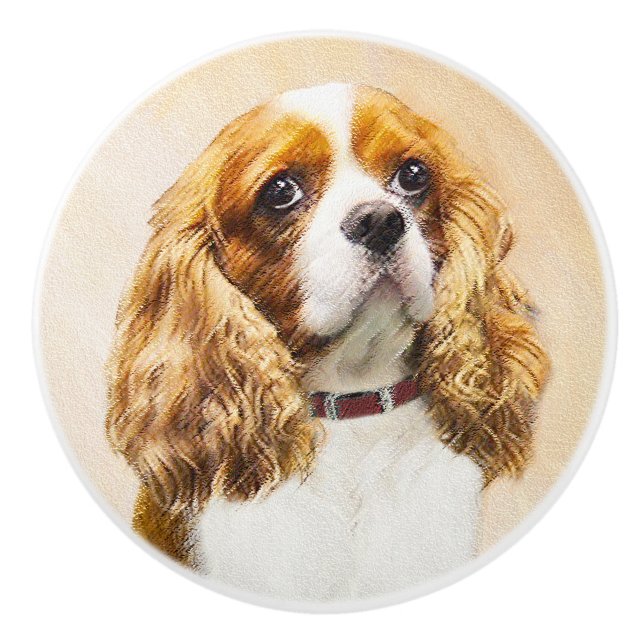 Cavalier King Charles Spaniel Original Painting Ceramic Knob (Front)