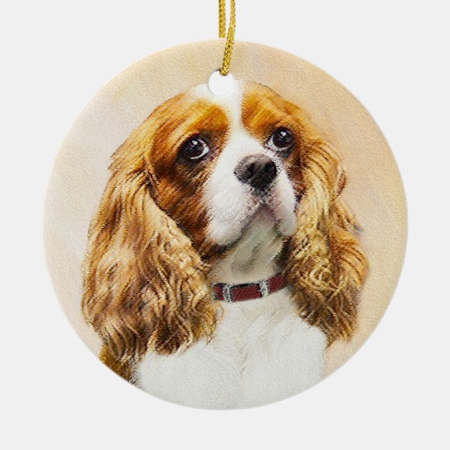 Cavalier King Charles Spaniel Original Painting Ceramic Ornament (Front)