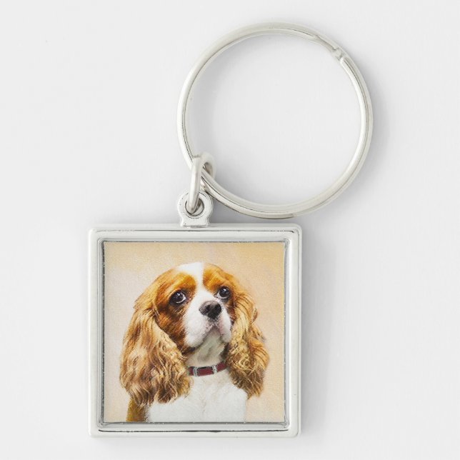 Cavalier King Charles Spaniel Original Painting Key Ring (Front)