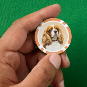 Cavalier King Charles Spaniel Original Painting Poker Chips