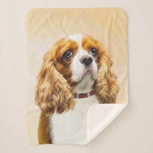 Cavalier King Charles Spaniel Original Painting Sherpa Blanket