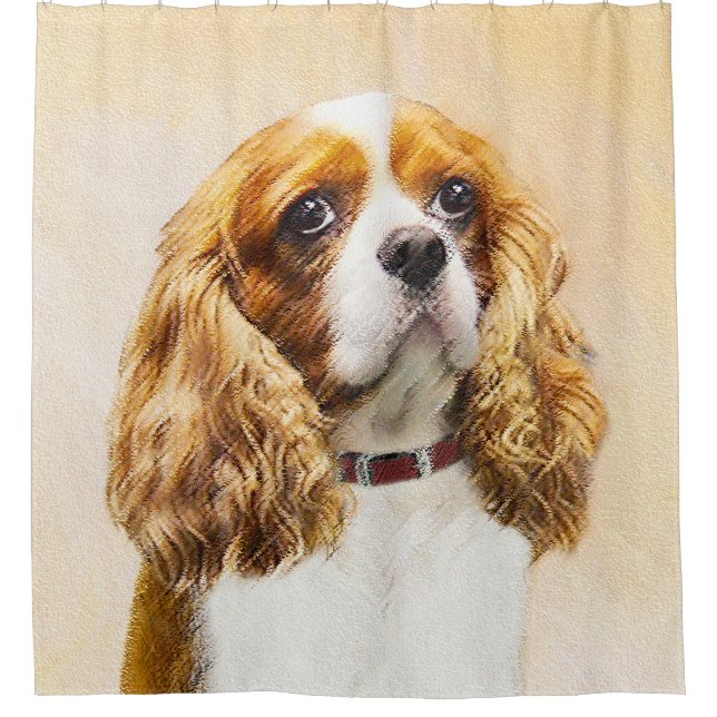 Cavalier King Charles Spaniel Original Painting Shower Curtain (Front)
