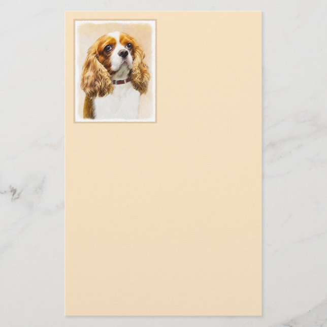 Cavalier King Charles Spaniel Original Painting Stationery (Front)