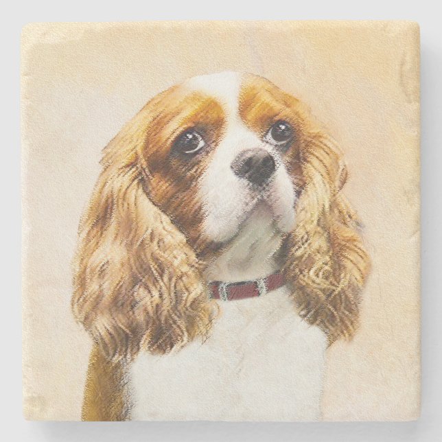 Cavalier King Charles Spaniel Original Painting Stone Coaster (Front)