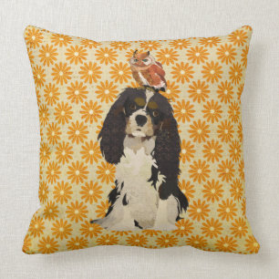 Cavalier King Charles Spaniel & Owl Pillow