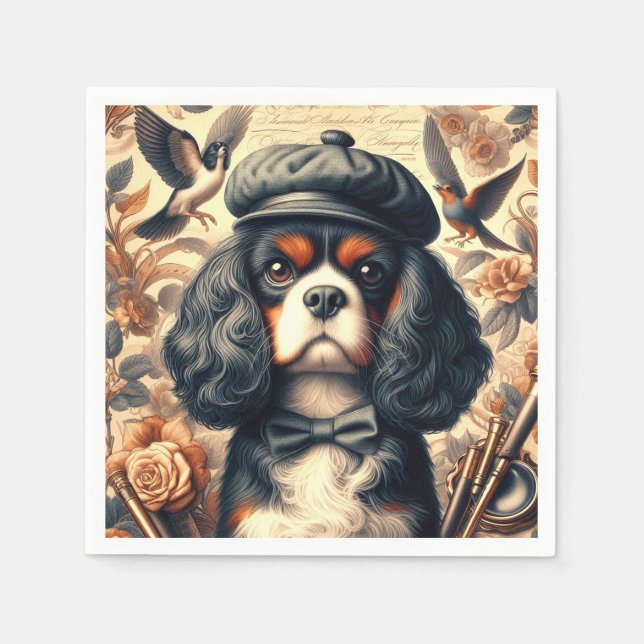 Cavalier King Charles Spaniel Painting Napkin (Front)