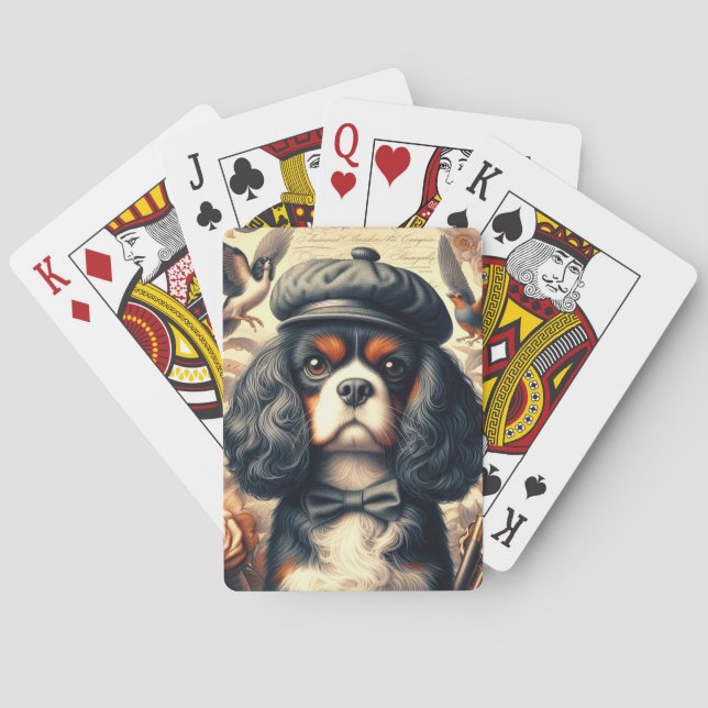 Cavalier King Charles Spaniel Painting Playing Cards (Back)