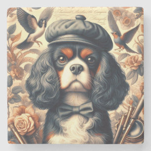 Cavalier King Charles Spaniel Painting Stone Coaster