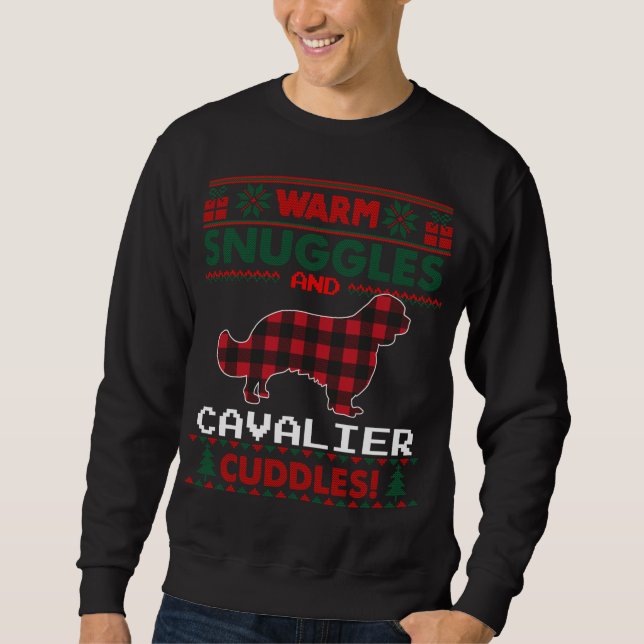 Cavalier King Charles Spaniel Pajama Ugly Christma Sweatshirt (Front)