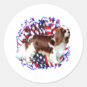 Cavalier King Charles Spaniel Patriot Classic Round Sticker