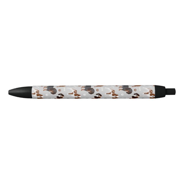 Cavalier King Charles Spaniel Paws and Bones Black Ink Pen (Front)