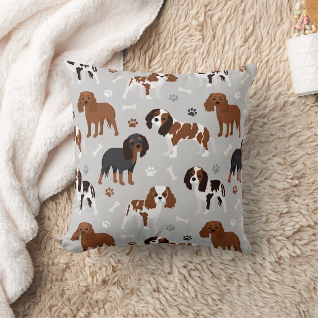 Cavalier King Charles Spaniel Paws and Bones Cushion (Blanket)