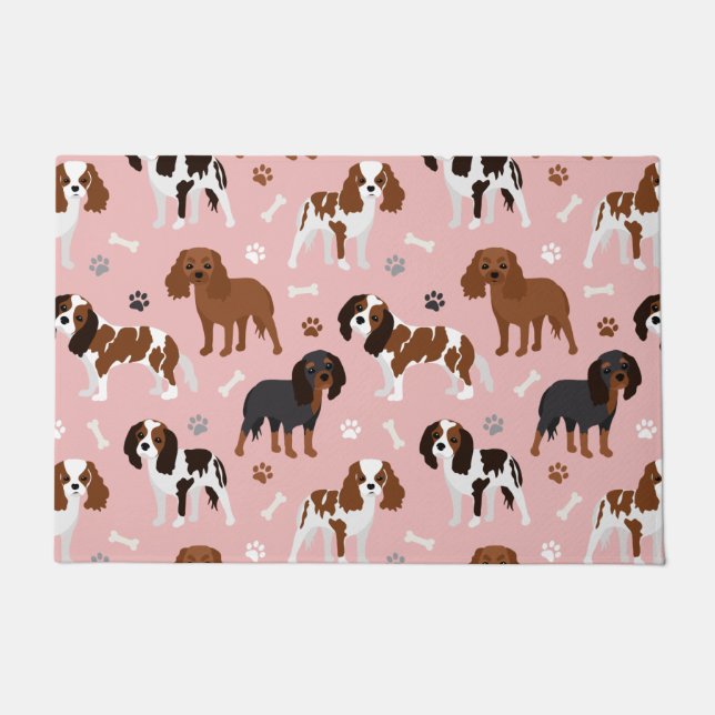 Cavalier King Charles Spaniel Paws and Bones Doormat (Front)