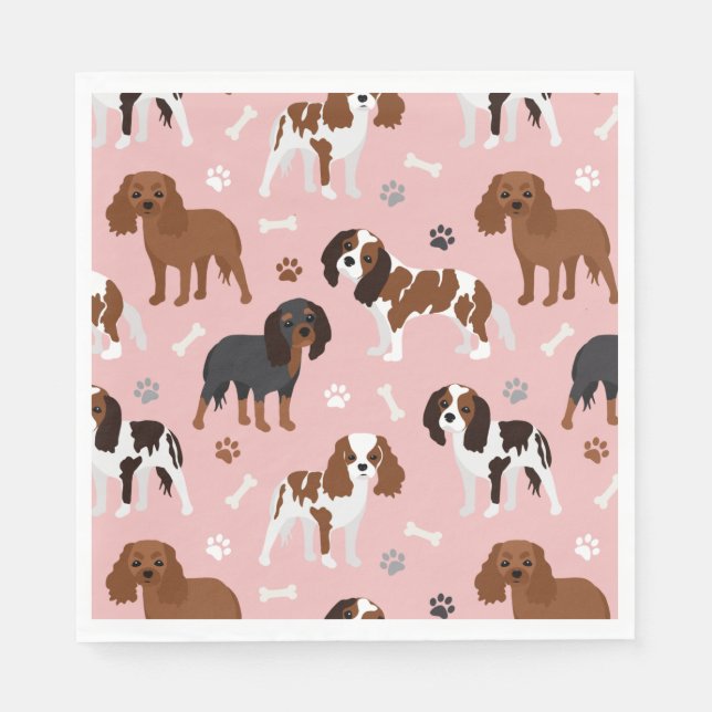 Cavalier King Charles Spaniel Paws and Bones Napkin (Front)