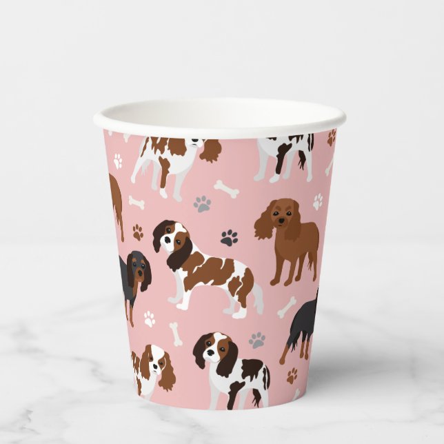 Cavalier King Charles Spaniel Paws and Bones Paper Cups (Front)