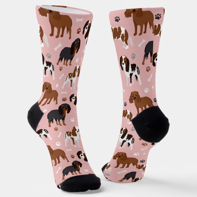 Cavalier King Charles Spaniel Paws and Bones Socks (Angled)