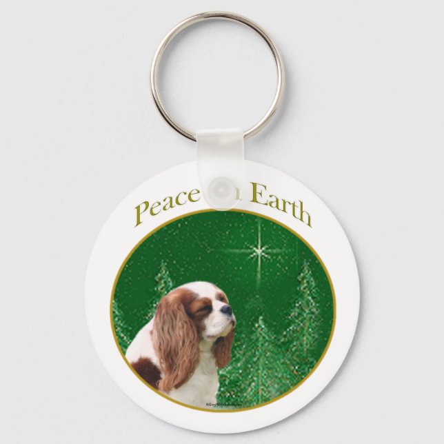 Cavalier King Charles Spaniel Peace Key Ring (Front)