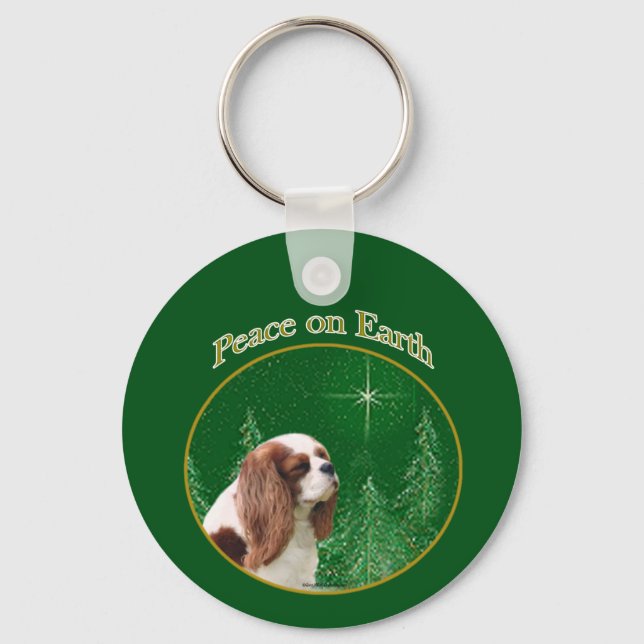 Cavalier King Charles Spaniel Peace Key Ring (Front)