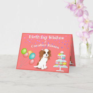Cavalier King Charles Spaniel Pink Happy Birthday Card