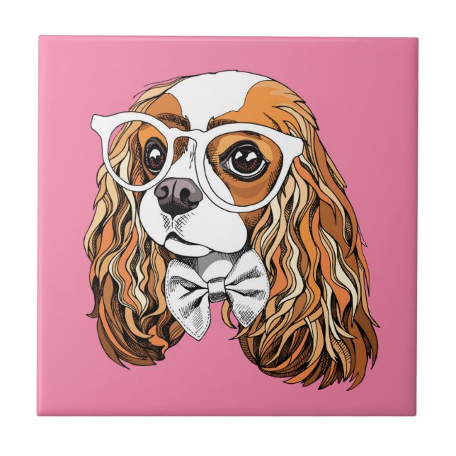 Cavalier King Charles Spaniel Portrait Ceramic Tile (Front)