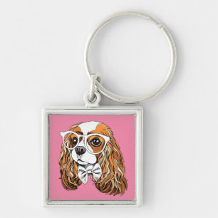 Cavalier King Charles Spaniel Portrait Key Ring